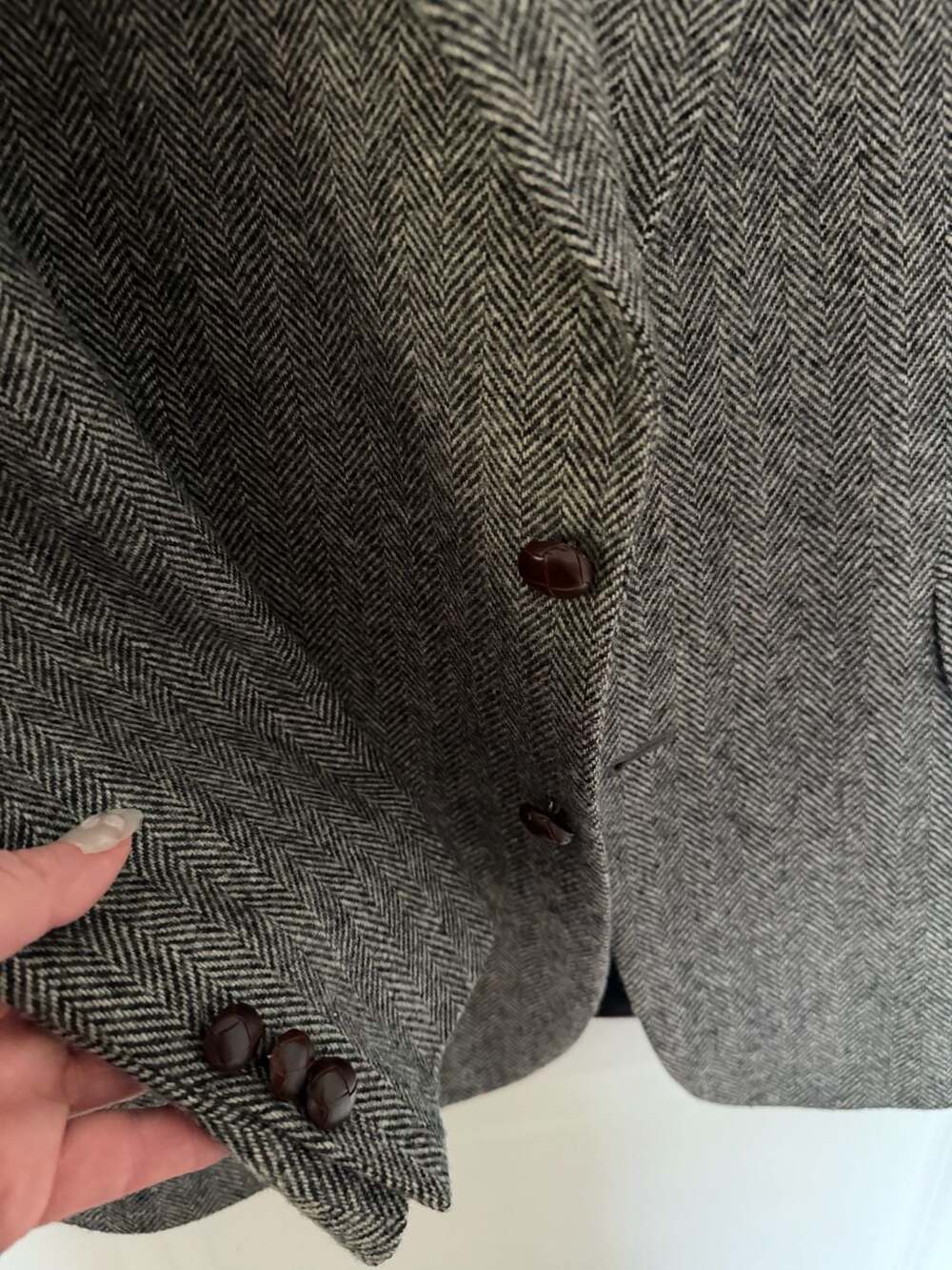 Deansgate Men's Herringbone Wool Sport Coat Blazer 44L - Picture 2 of 6